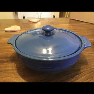 Longaberger pottery blue casserole dish with lid